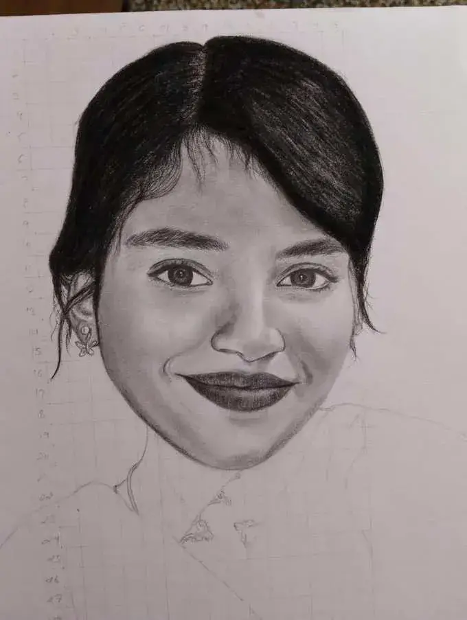 Female pencil sketch portrait handmade by Deepak Delhi