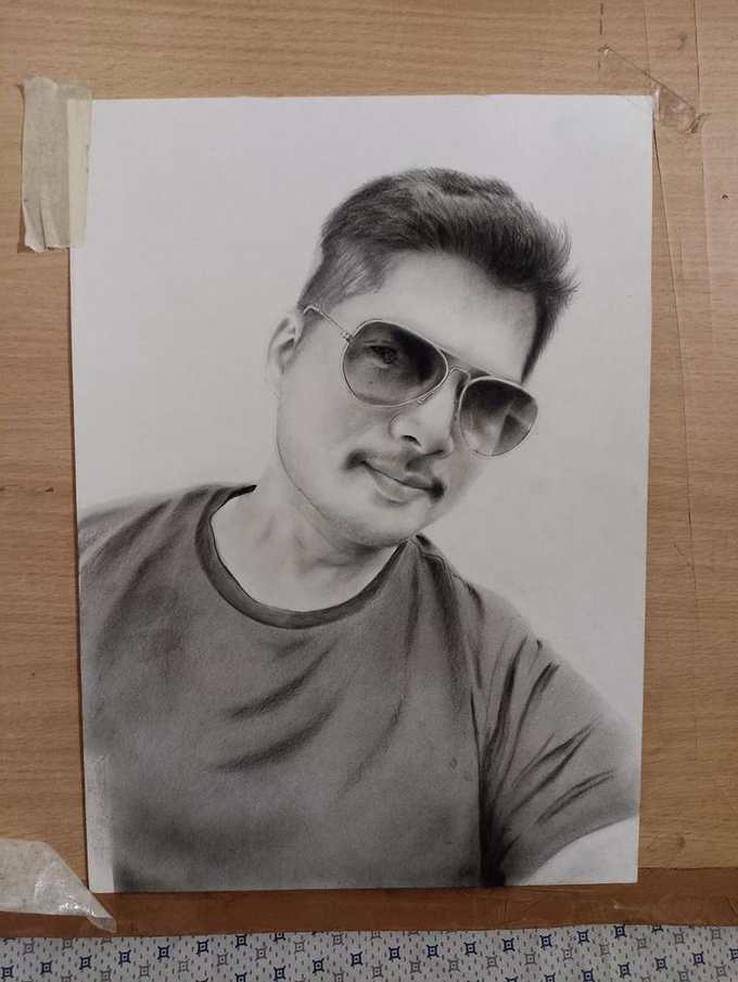 Charcoal portrait sunglasses by Deepak - charcoal artist Delhi