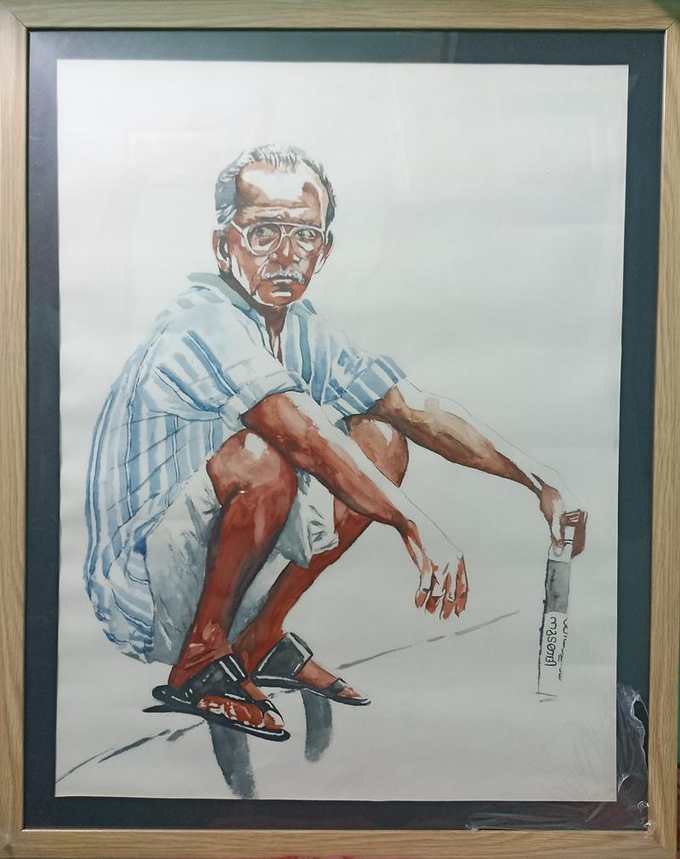 Framed watercolor painting by Deepak - artist Delhi Patel Nagar