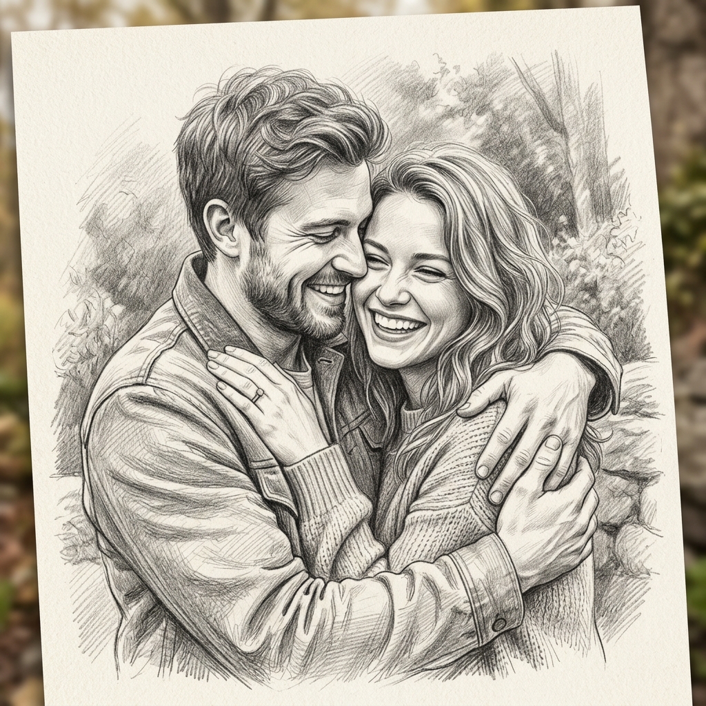 Couple Portrait - A3 Pencil Sketch