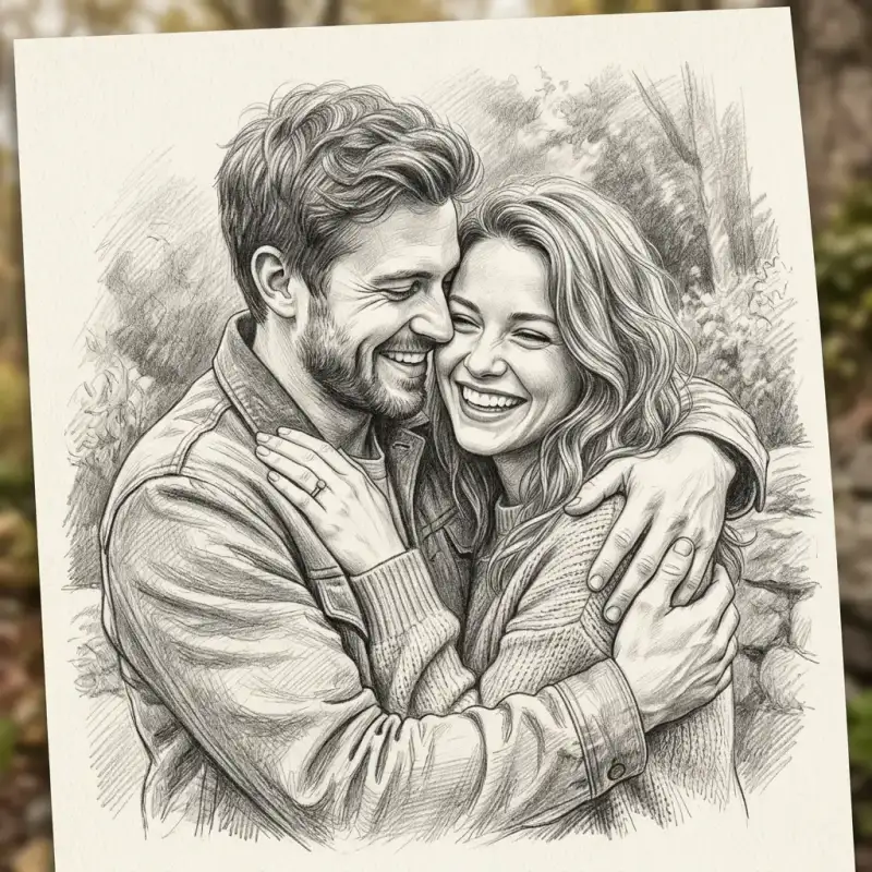 Couple Portrait - A3 Pencil Sketch